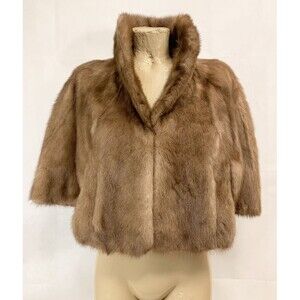 Vintage Cain Sloan Beige Fur Cape Stole Throw Over Jacket Coat Minx Fox VTG 1950